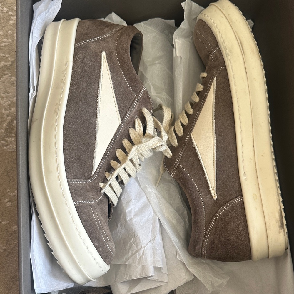 Brown Suede RICK OWENS Dust Milk Sneakers